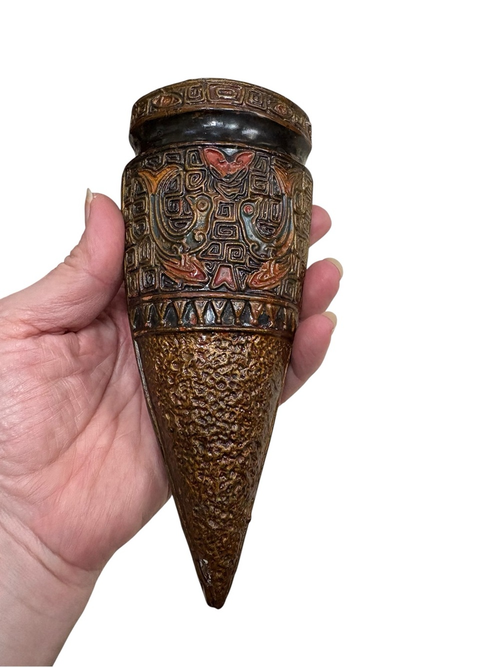 Vintage Black Majolica Pottery Wall Pocket Vases 20s 30s 40s - Picture 8 of 12